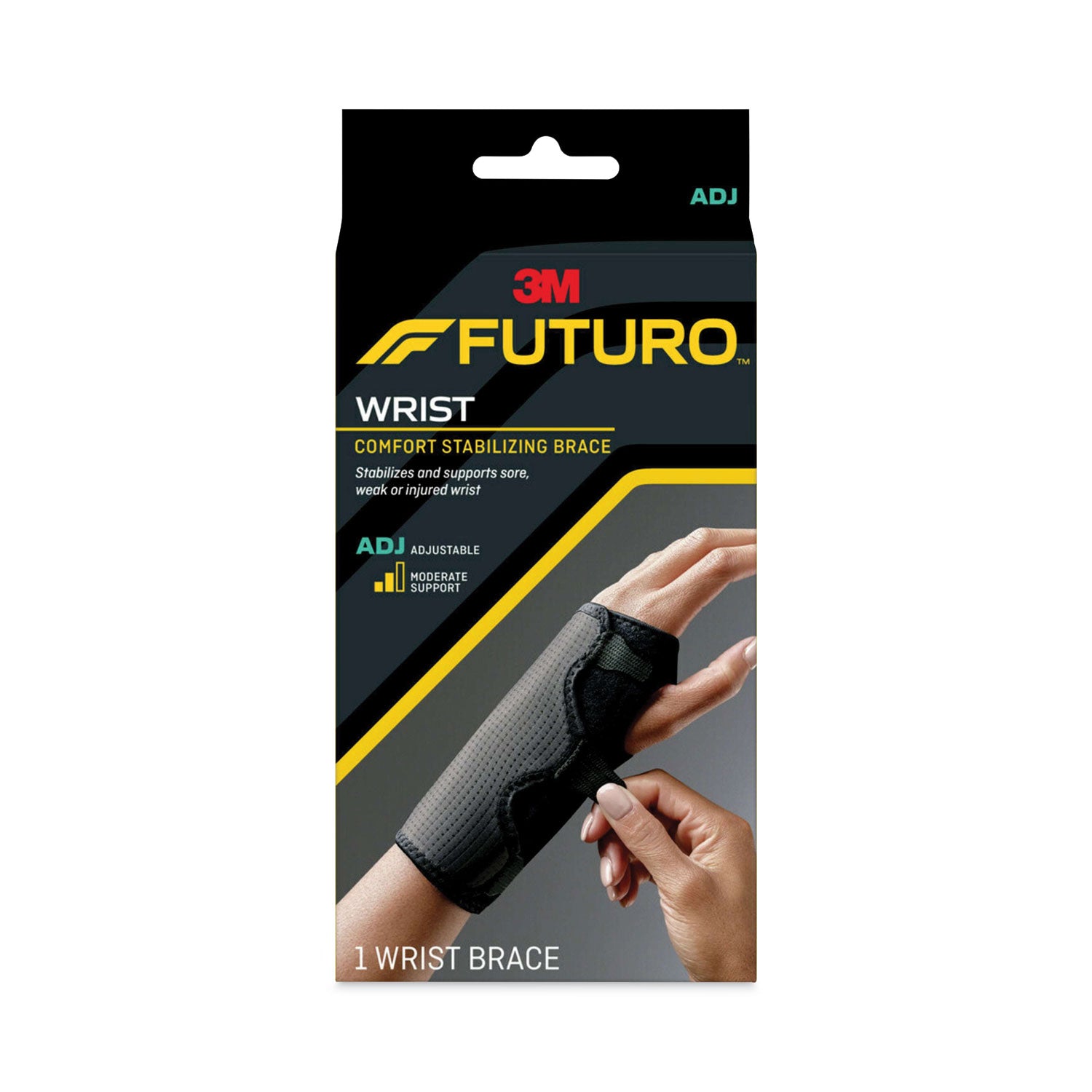 Adjustable Reversible Splint Wrist Brace, Fits Wrists 5.5" to 8.5", Black - 