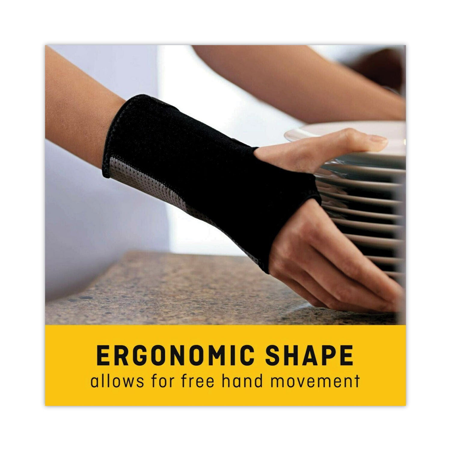 Adjustable Reversible Splint Wrist Brace, Fits Wrists 5.5" to 8.5", Black - 