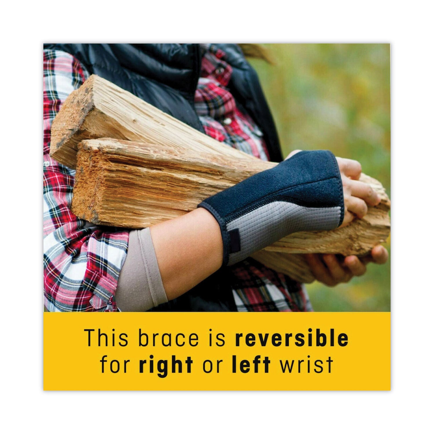 Adjustable Reversible Splint Wrist Brace, Fits Wrists 5.5" to 8.5", Black - 