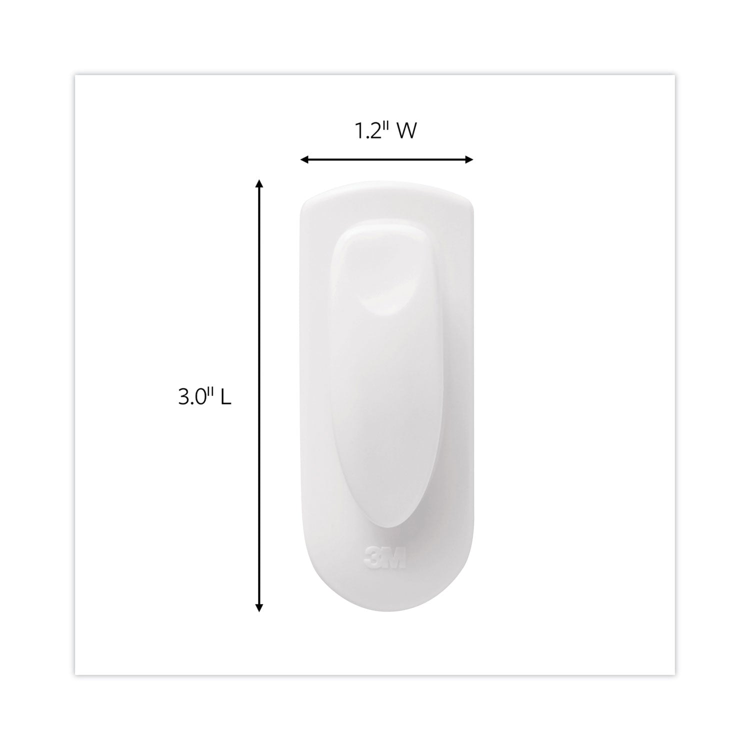 Spring Hook, Plastic, White, 0.25 lb Capacity, 1 Hook and 2 Strips/Pack