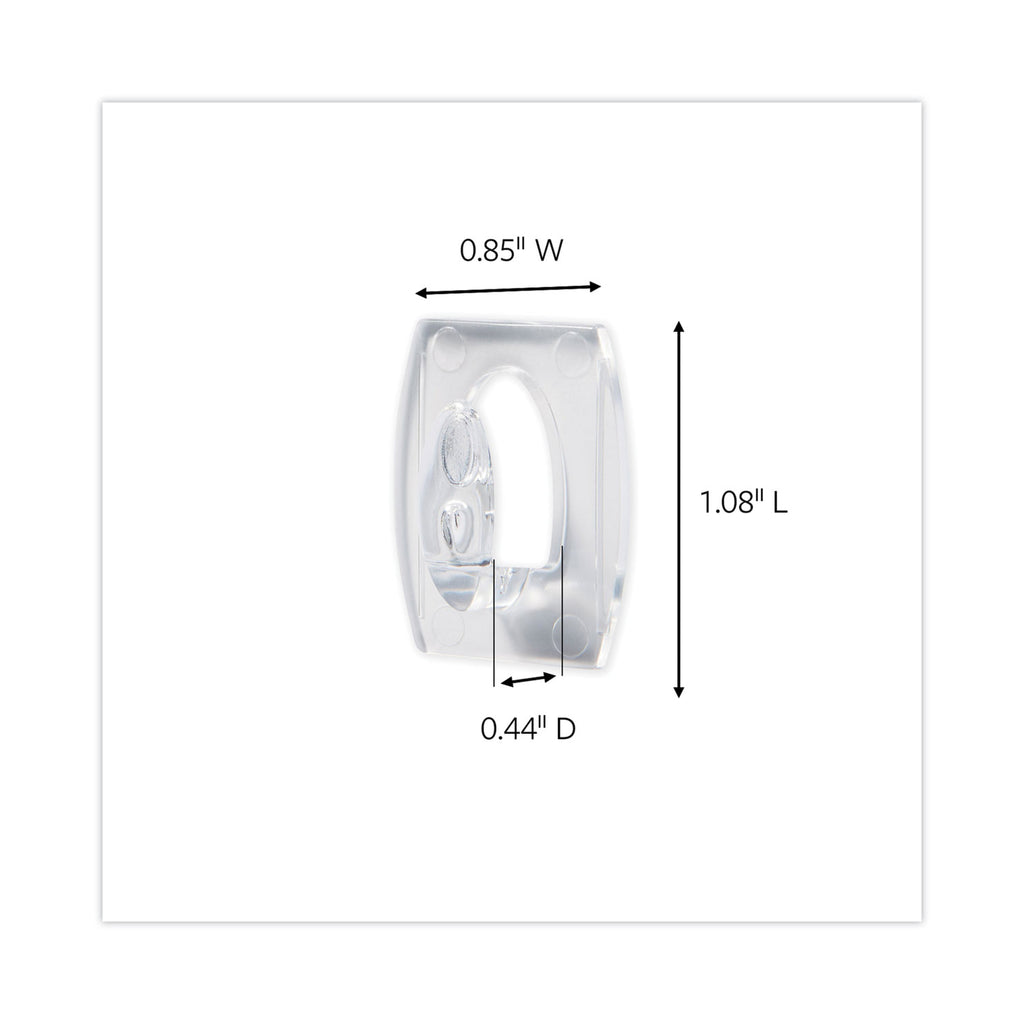 Clear Hooks and Strips, Mini, Plastic, 0.5 lb Capacity, 18 Hooks and 24 Strips/Pack