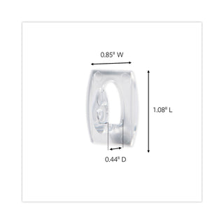 Clear Hooks and Strips, Mini, Plastic, 0.5 lb Capacity, 18 Hooks and 24 Strips/Pack