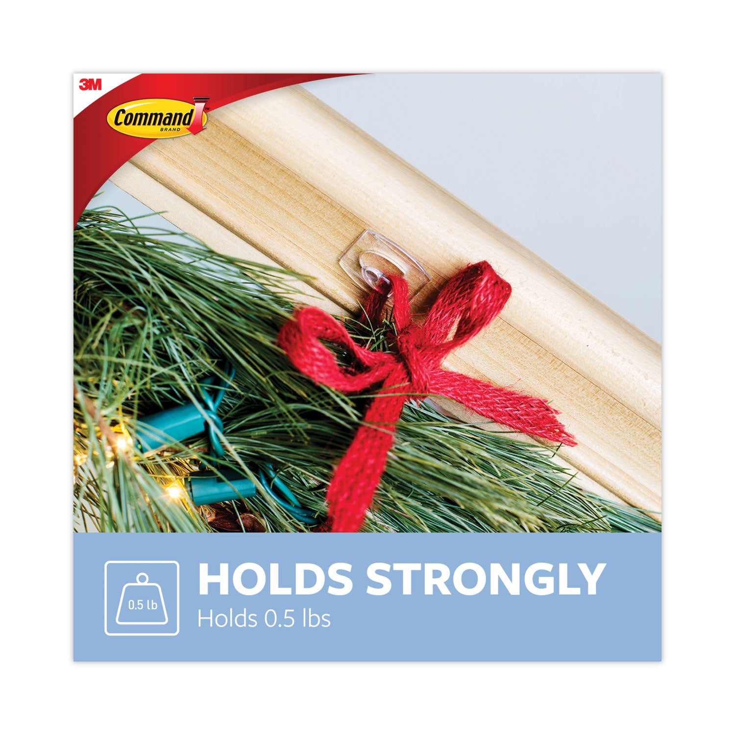 Clear Hooks and Strips, Mini, Plastic, 0.5 lb Capacity, 18 Hooks and 24 Strips/Pack