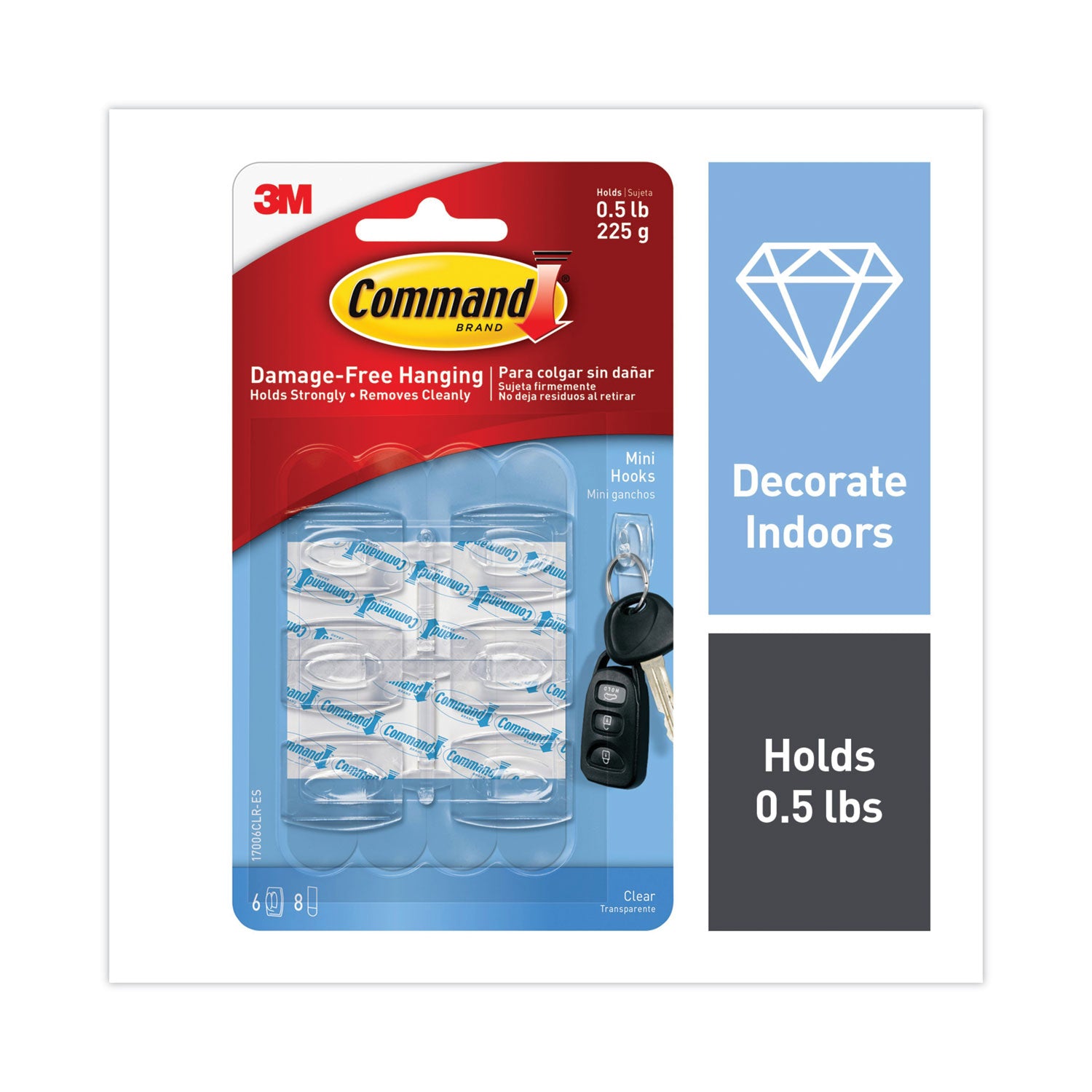 clear-hooks-and-strips-mini-plastic-05-lb-capacity-6-hooks-and-8-strips-pack_mmm17006clres - 1