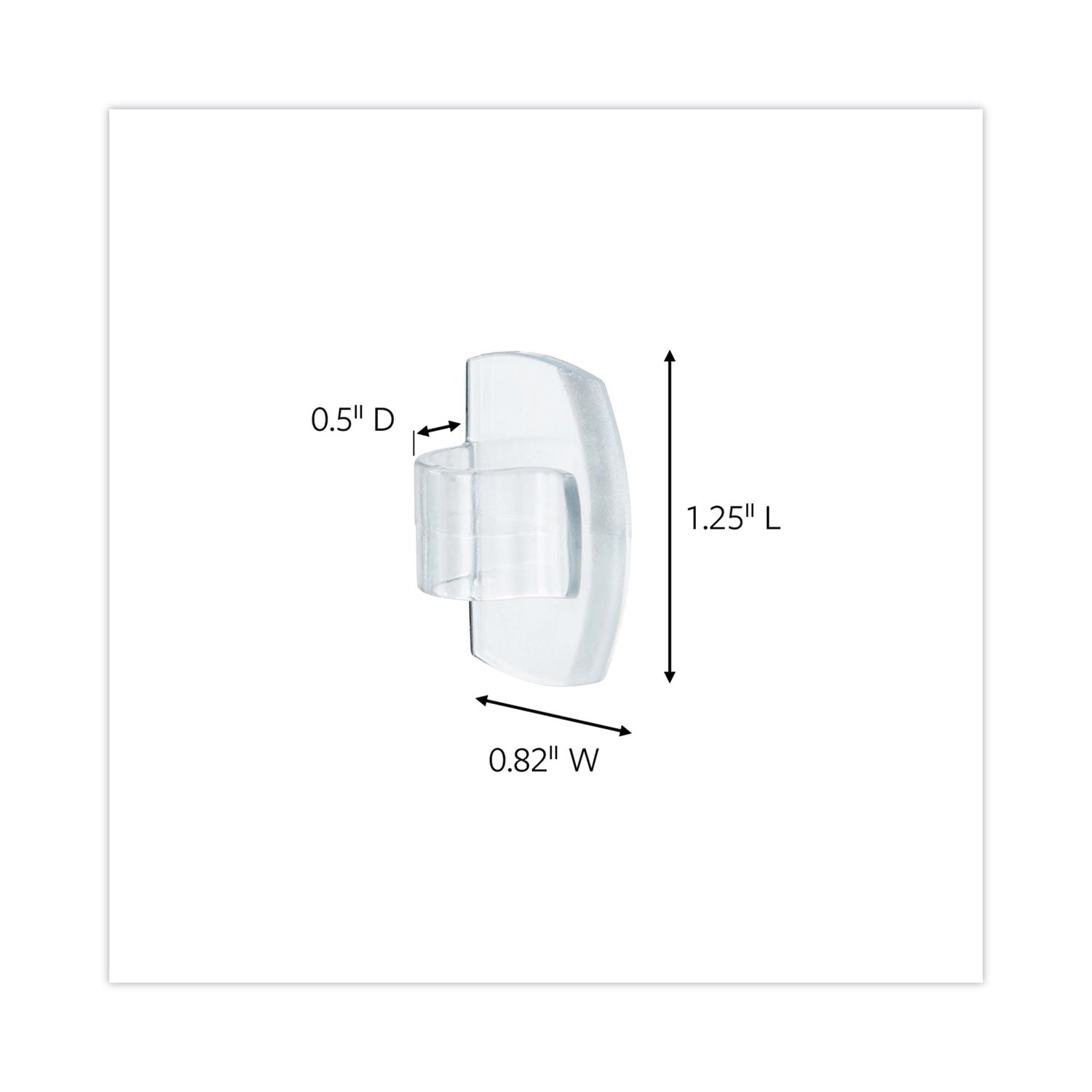 Cord Clip, Round, with Adhesive, 0.75"w, Clear, 4/Pack