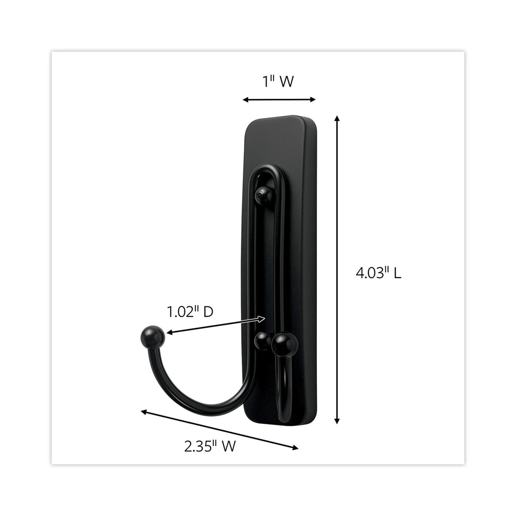 adhesive-mount-metal-hook-large-double-hook-matte-black-finish-4-lb-capacity-1-hook-and-1-strip-pack_mmm17036mbes - 1