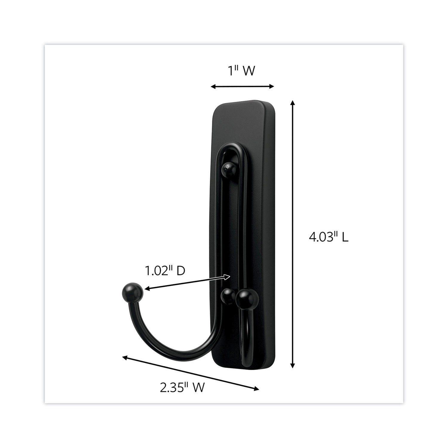 adhesive-mount-metal-hook-large-double-hook-matte-black-finish-4-lb-capacity-1-hook-and-1-strip-pack_mmm17036mbes - 1