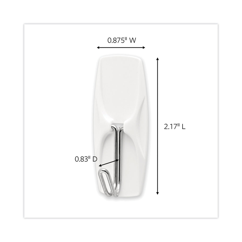 General Purpose Hooks, Medium, Metal, White, 2 lb Capacity, 35 Hooks and 40 Strips/Pack