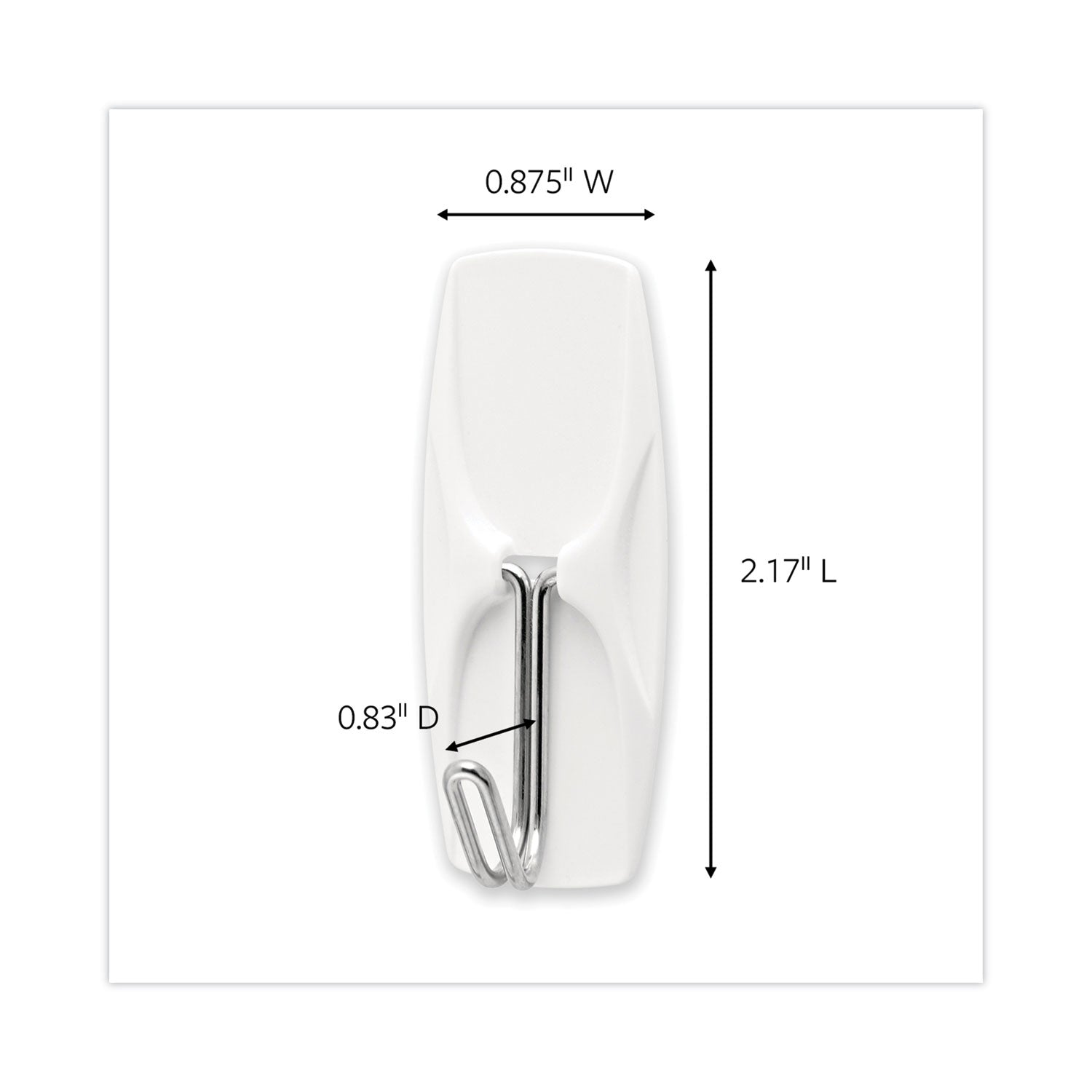 General Purpose Hooks, Medium, Metal, White, 2 lb Capacity, 35 Hooks and 40 Strips/Pack