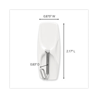 General Purpose Hooks, Medium, Metal, White, 2 lb Capacity, 35 Hooks and 40 Strips/Pack