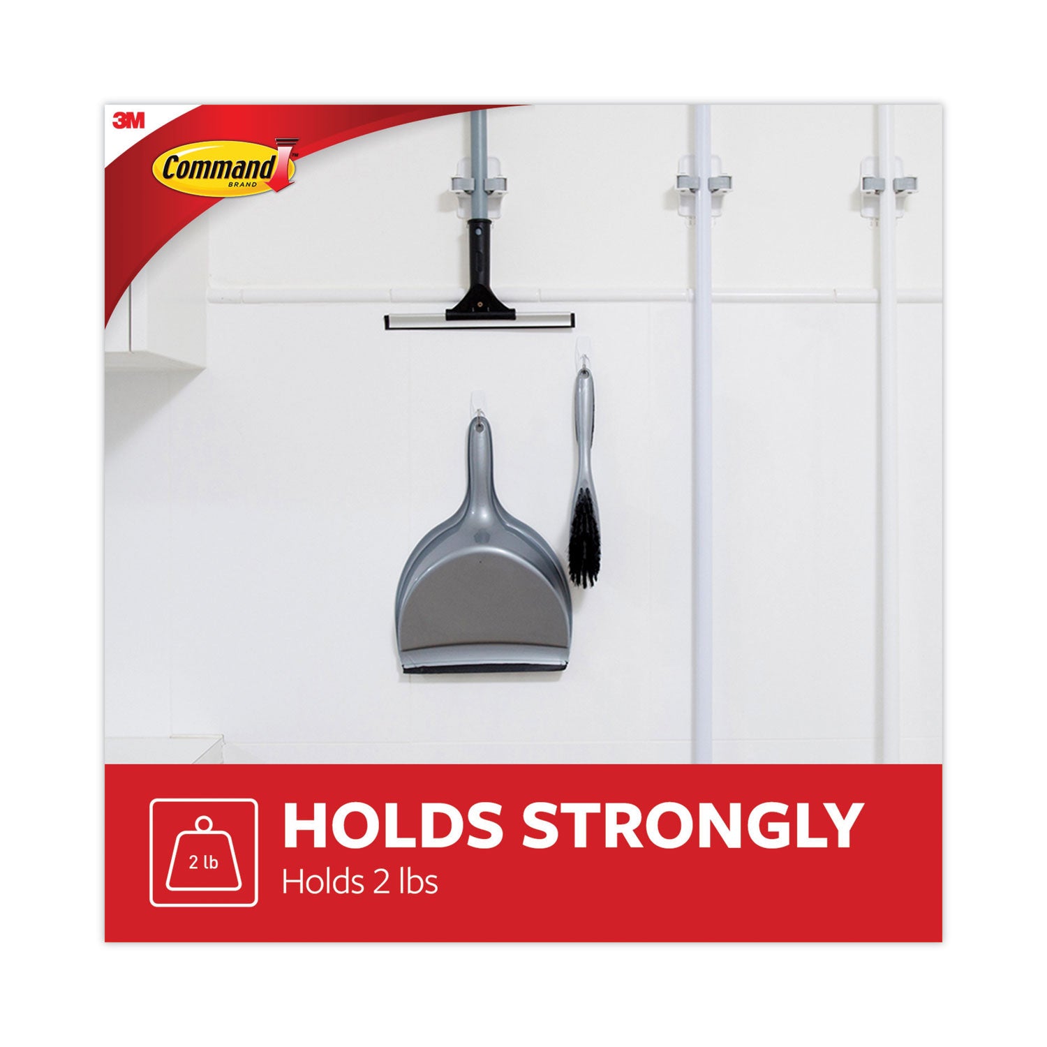 General Purpose Hooks, Medium, Metal, White, 2 lb Capacity, 35 Hooks and 40 Strips/Pack