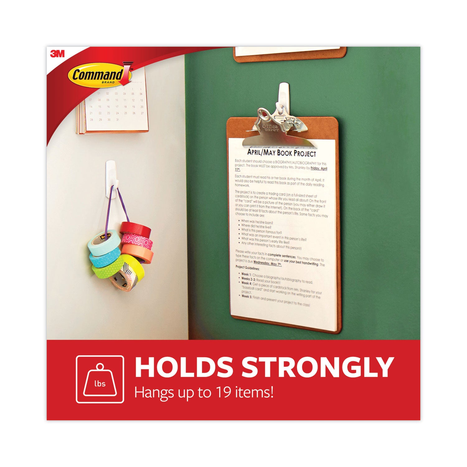 General Purpose Hooks, Variety Pack, Assorted Sizes, Plastic, White, 0.5, 1, 3, 5, 16 lb Capacities, 54 Pieces/Pack