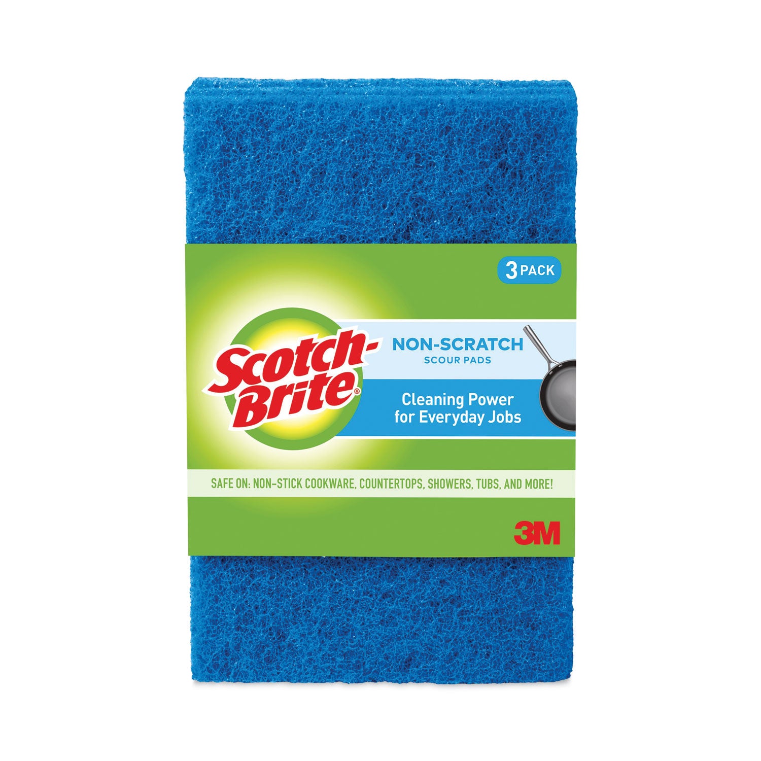 Non-Scratch Scour Pads, Size 3 x 6, Blue, 10/Carton