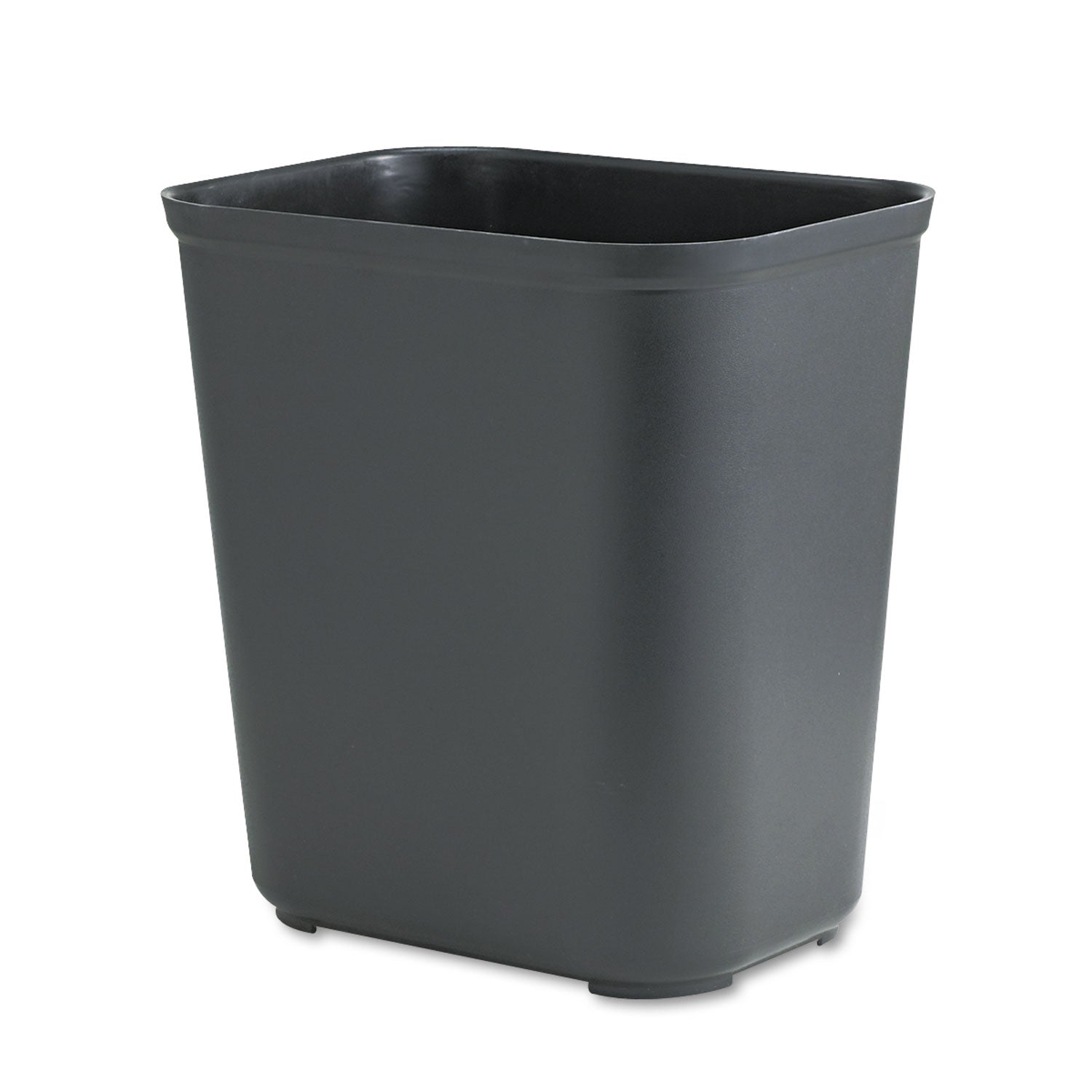 Fiberglass Wastebasket, 7 gal, Fiberglass, Black - 
