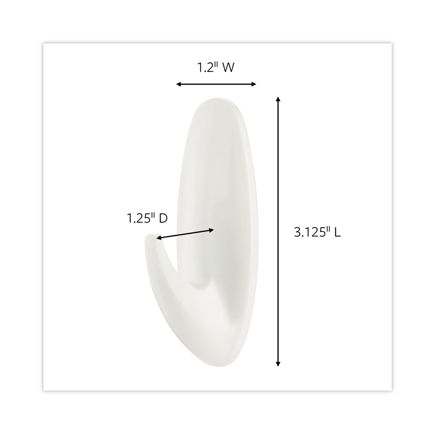 Designer Hooks, Medium, Plastic, White, 3 lb Capacity, 6 Hooks and 12 Strips/Pack