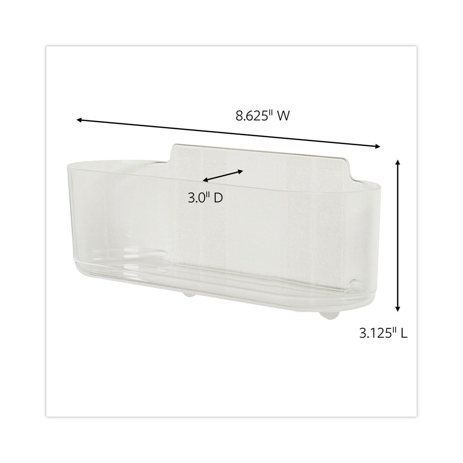Large Caddy, 4 lb Capacity, 8.5"w, Clear