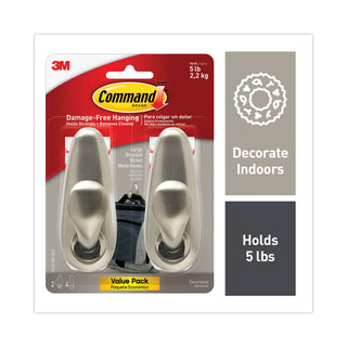 adhesive-mount-metal-hook-large-brushed-nickel-finish-5-lb-capacity-2-hooks-and-4-strips-pack_mmmfc13bn2es - 1