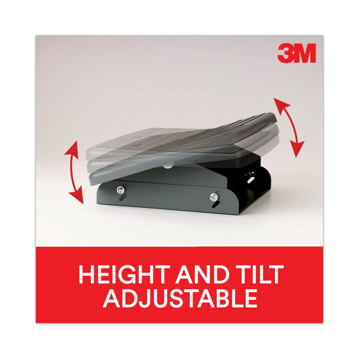Adjustable Steel Footrest, Nonslip Surface, 22w x 14d x 4 to 4.75h, Black/Charcoal