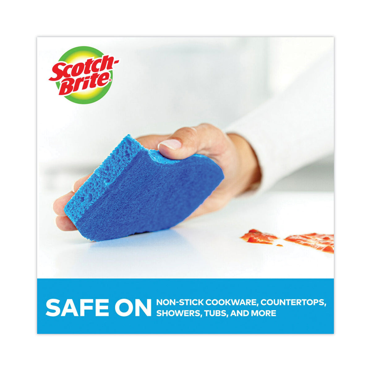 Scotch-Brite - No Scratch Multi-Purpose Scrub Sponge, 4 2/5 x 2 3/5-inch, Blue, 3/Pack, Sold as 1 PK