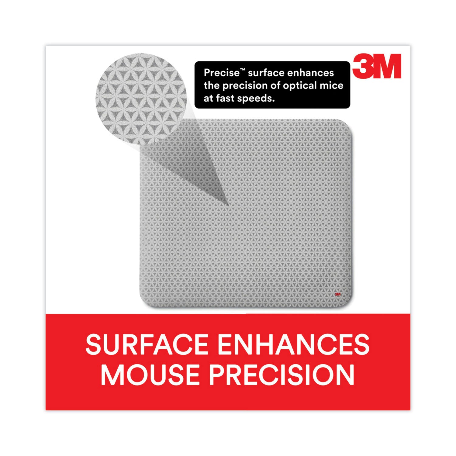 Precise Mouse Pad with Nonskid Repositionable Adhesive Back, 8.5 x 7, Bitmap Design - 