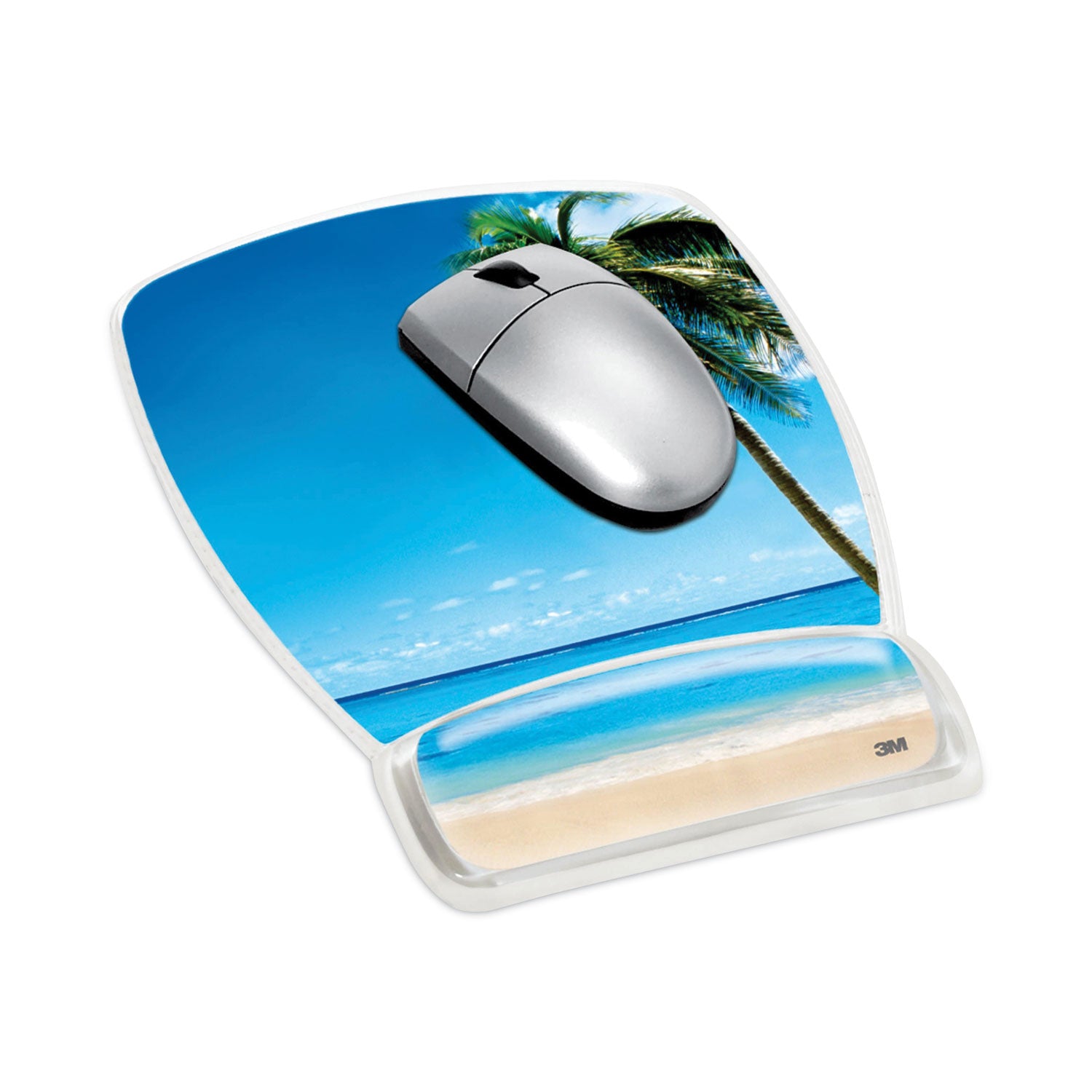 Fun Design Clear Gel Mouse Pad with Wrist Rest, 6.8 x 8.6, Beach Design - 