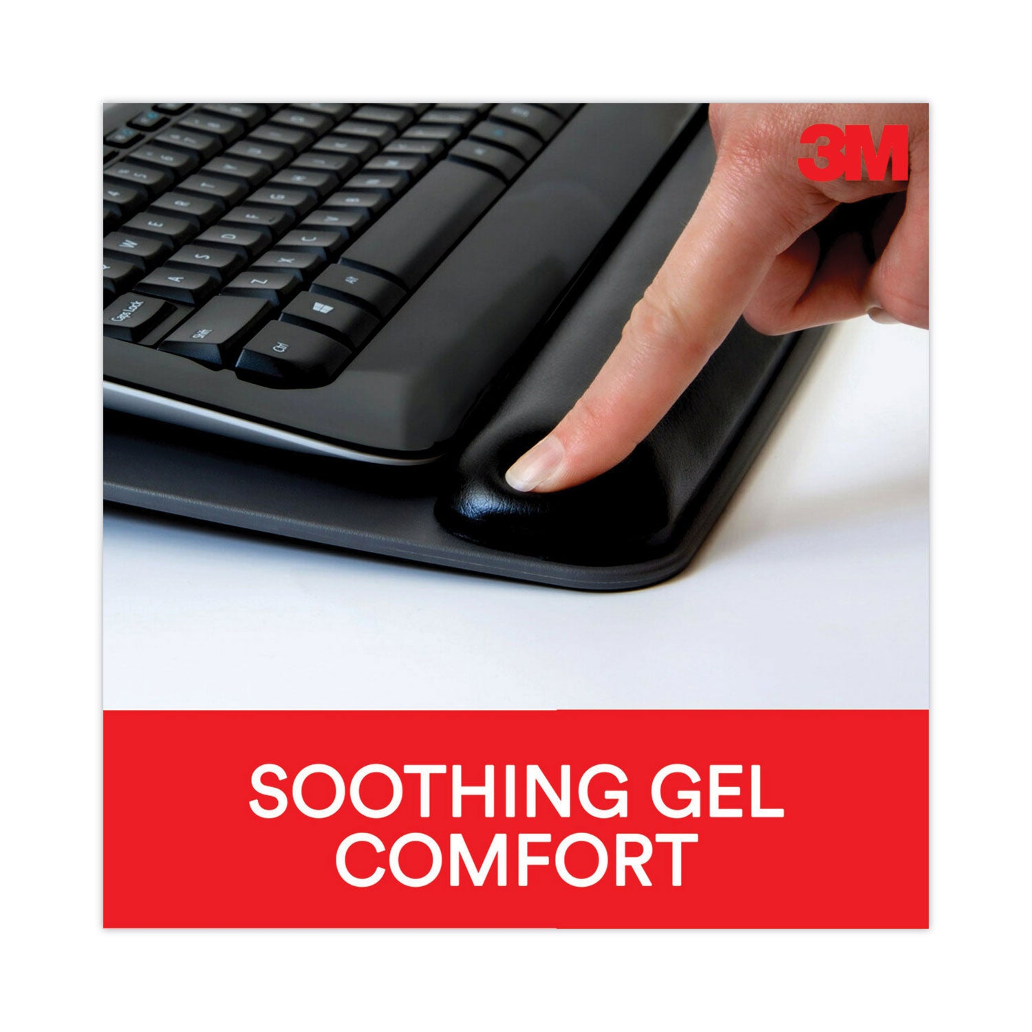 Antimicrobial Gel Mouse Pad/Keyboard Wrist Rest Platform, 25.5 x 10.6, Black/Silver - 