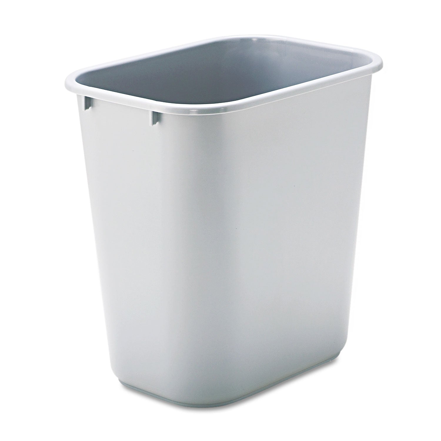 Deskside Plastic Wastebasket, 7 gal, Plastic, Gray - 