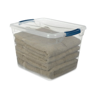 Clever Store Basic Latch-Lid Container, 30 qt, 13.37" x 18.75" x 10.5", Clear
