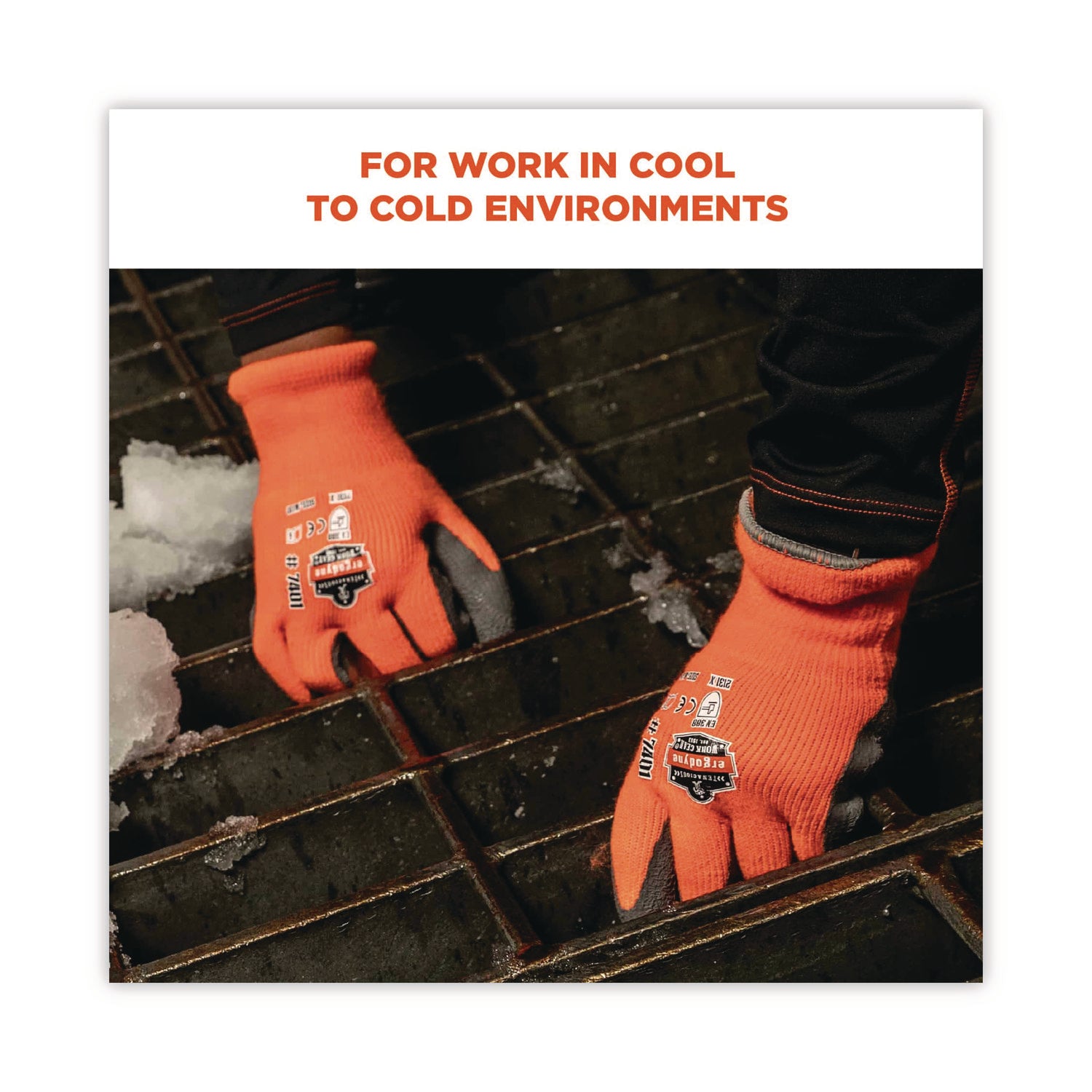 ProFlex 7401 Coated Lightweight Winter Gloves, Orange, 2X-Large, Pair, Ships in 1-3 Business Days