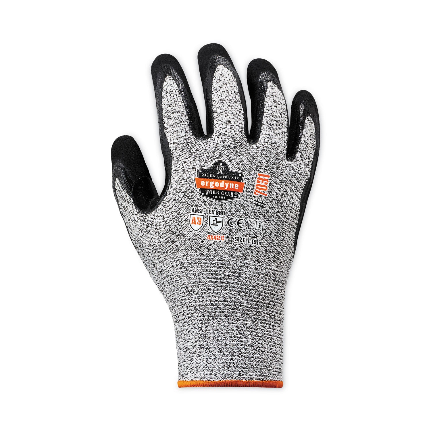 ProFlex 7031 ANSI A3 Nitrile-Coated CR Gloves, Gray, Large, Pair, Ships in 1-3 Business Days
