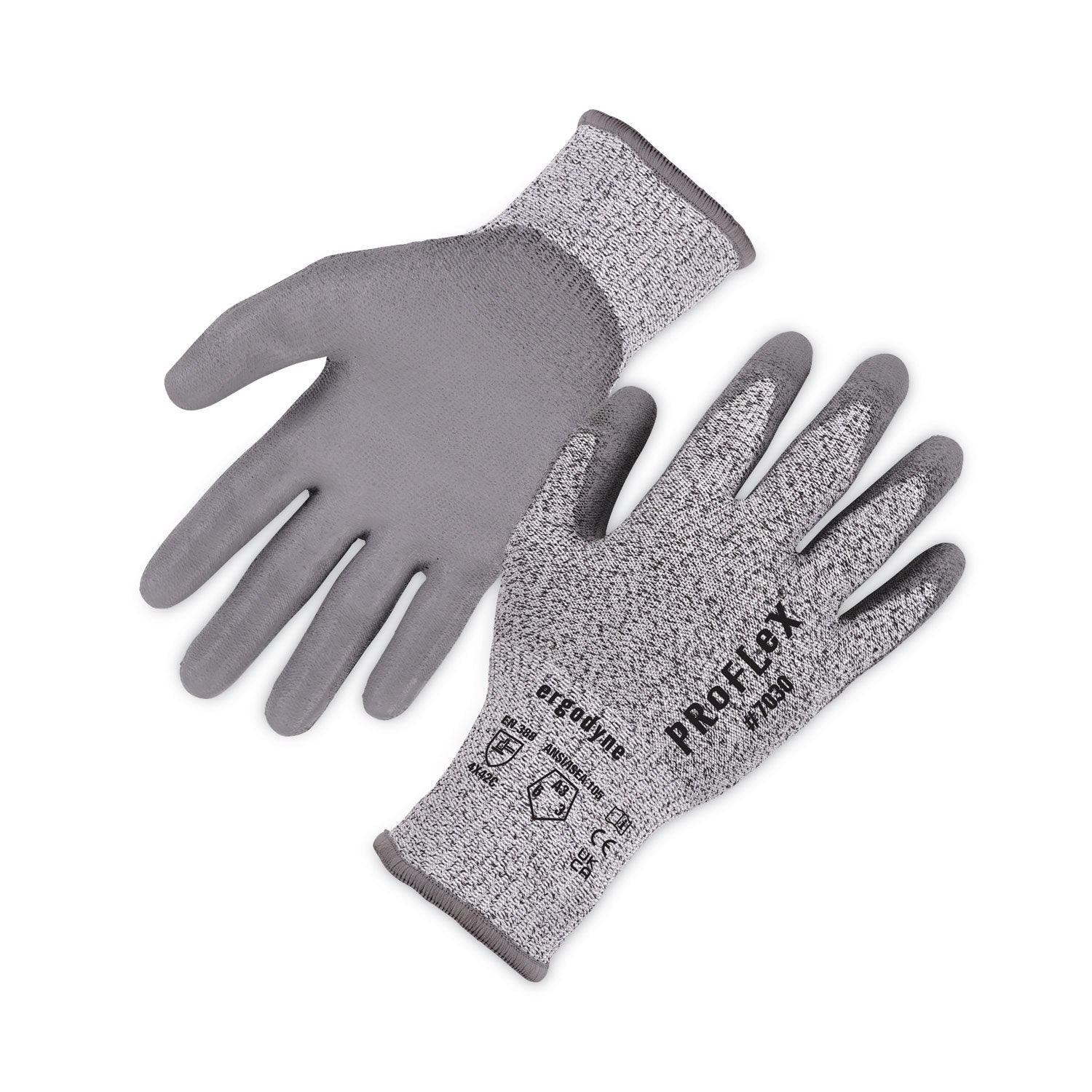 ProFlex 7030 ANSI A3 PU Coated CR Gloves, Gray, Small, Pair, Ships in 1-3 Business Days