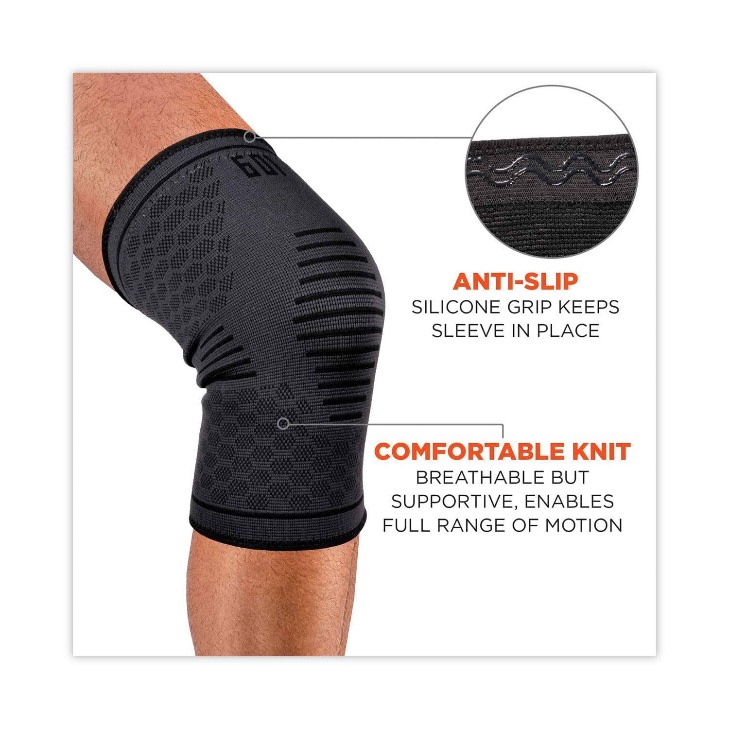 ProFlex 601 Knee Compression Sleeve, Medium, Black, Ships in 1-3 Business Days