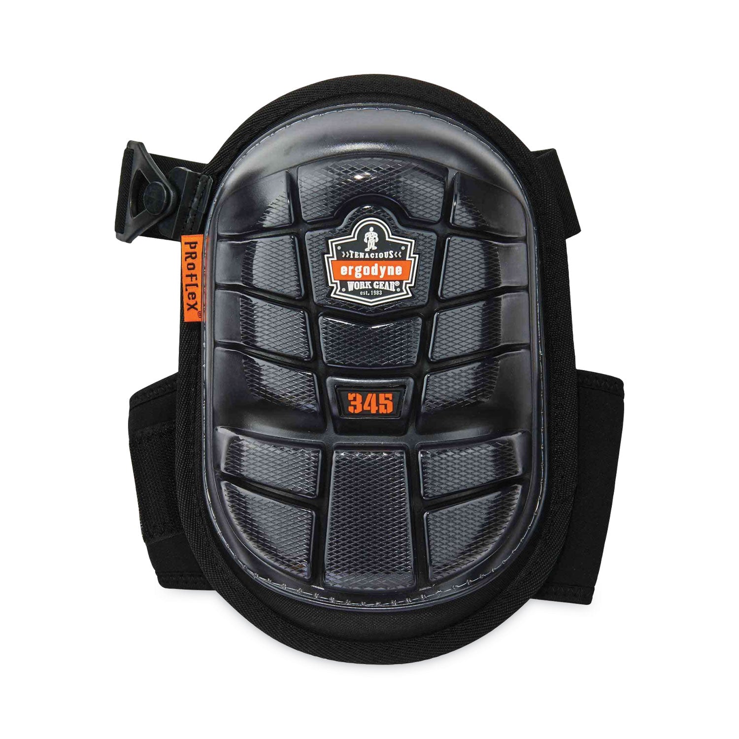 ProFlex 345 Injected Gel Knee Pads, Long Cap, Hook and Loop Closure, One Size, Black, Pair, Ships in 1-3 Business Days