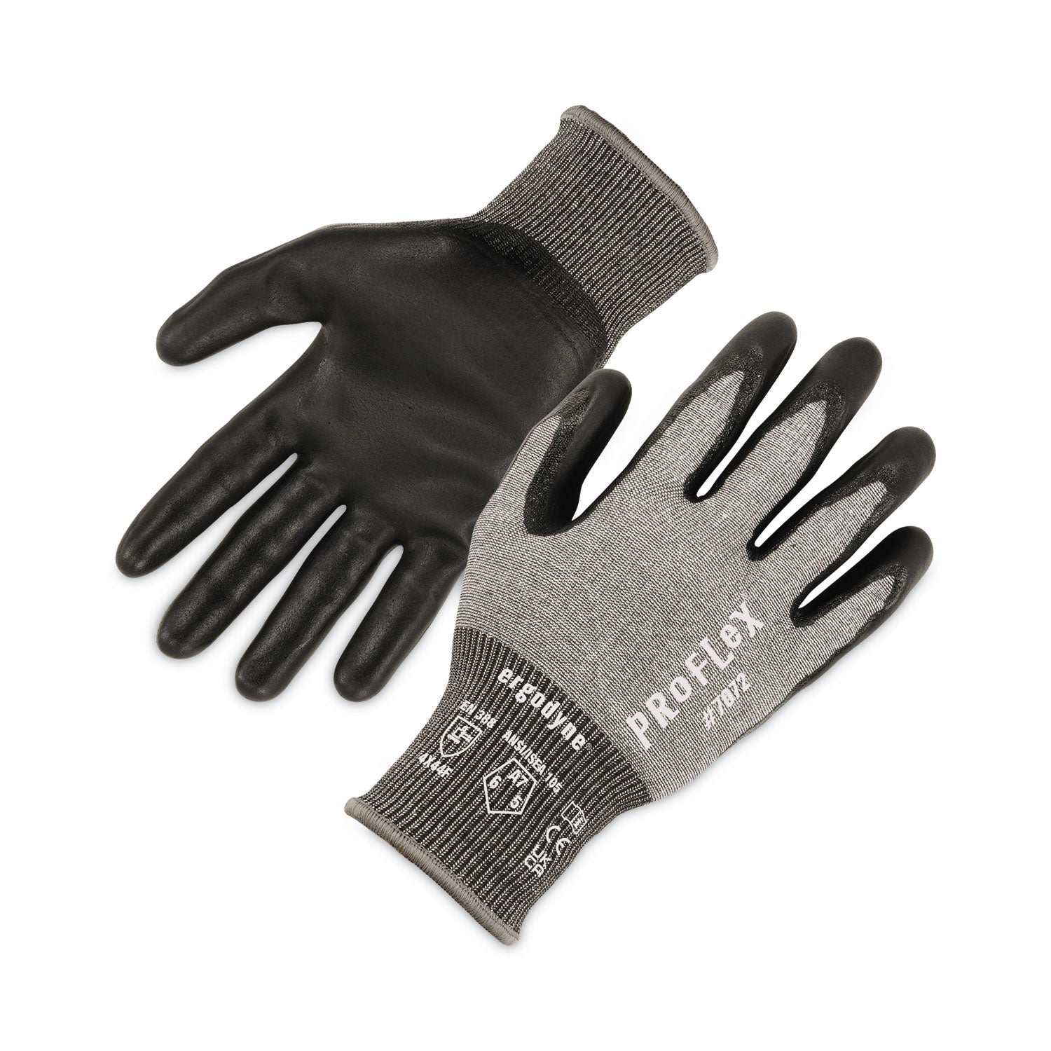 ProFlex 7072 ANSI A7 Nitrile-Coated CR Gloves, Gray, Medium, Pair, Ships in 1-3 Business Days
