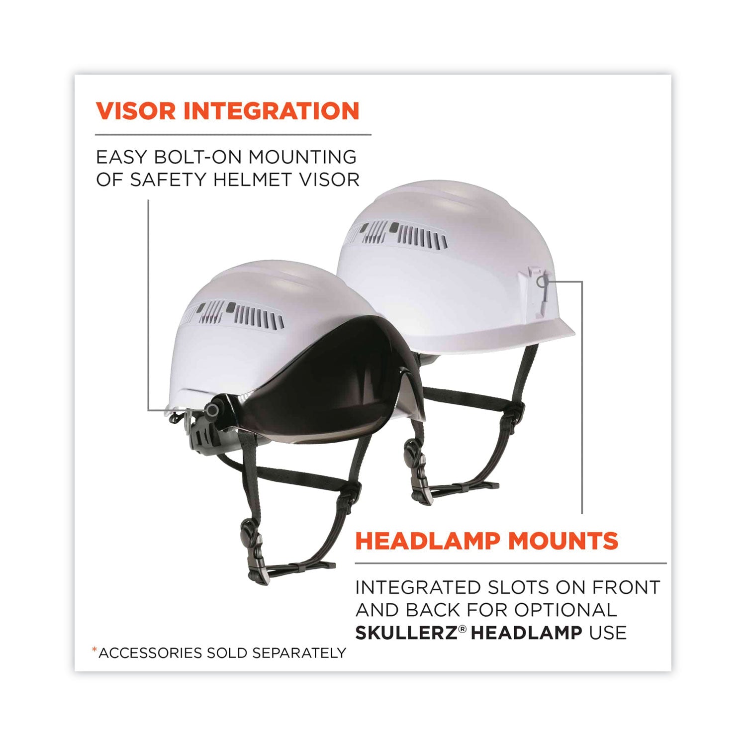 Skullerz 8975 Class C Safety Helmet, 6-Point Ratchet Suspension, White, Ships in 1-3 Business Days
