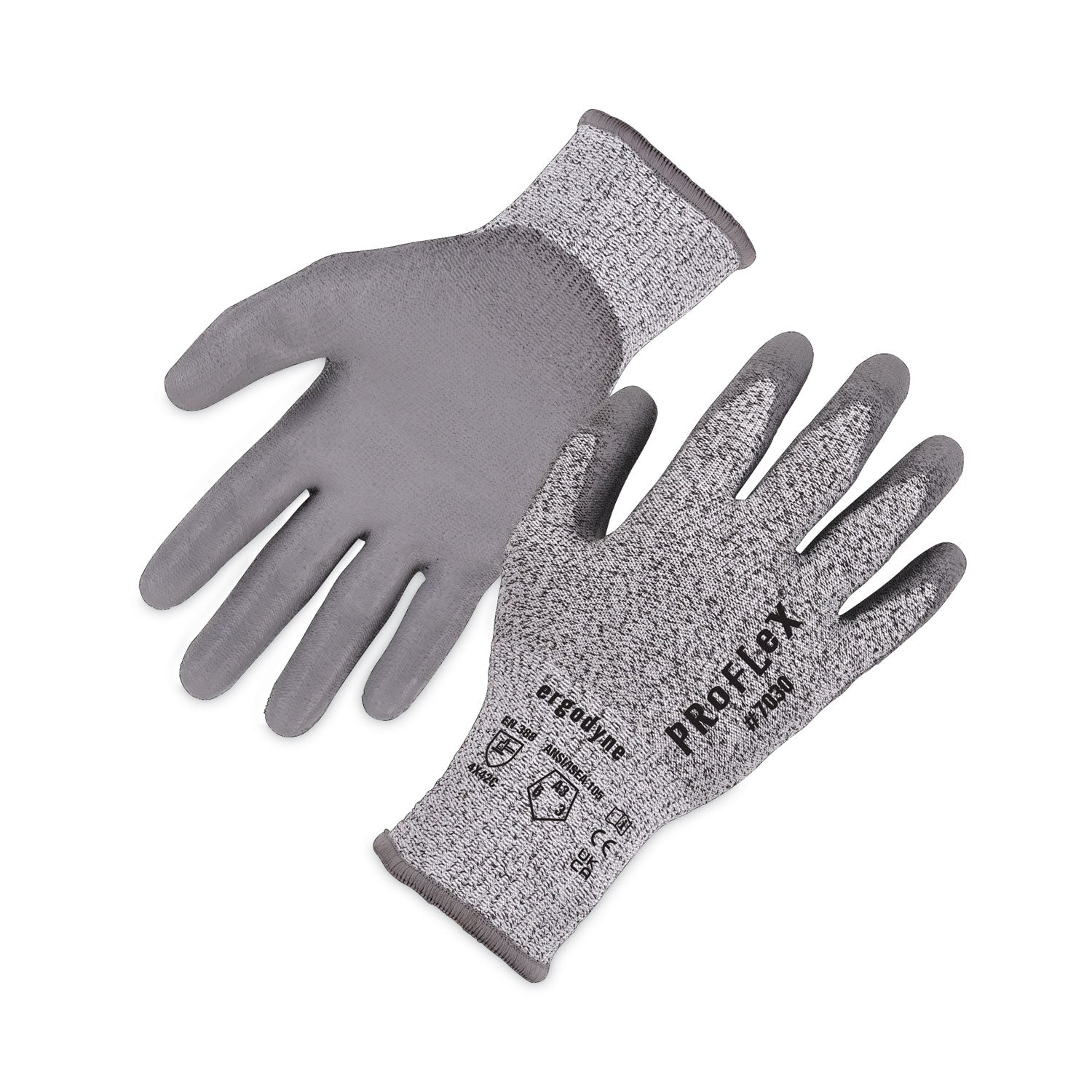 ProFlex 7030 ANSI A3 PU Coated CR Gloves, Gray, Medium, 12 Pairs/Pack, Ships in 1-3 Business Days