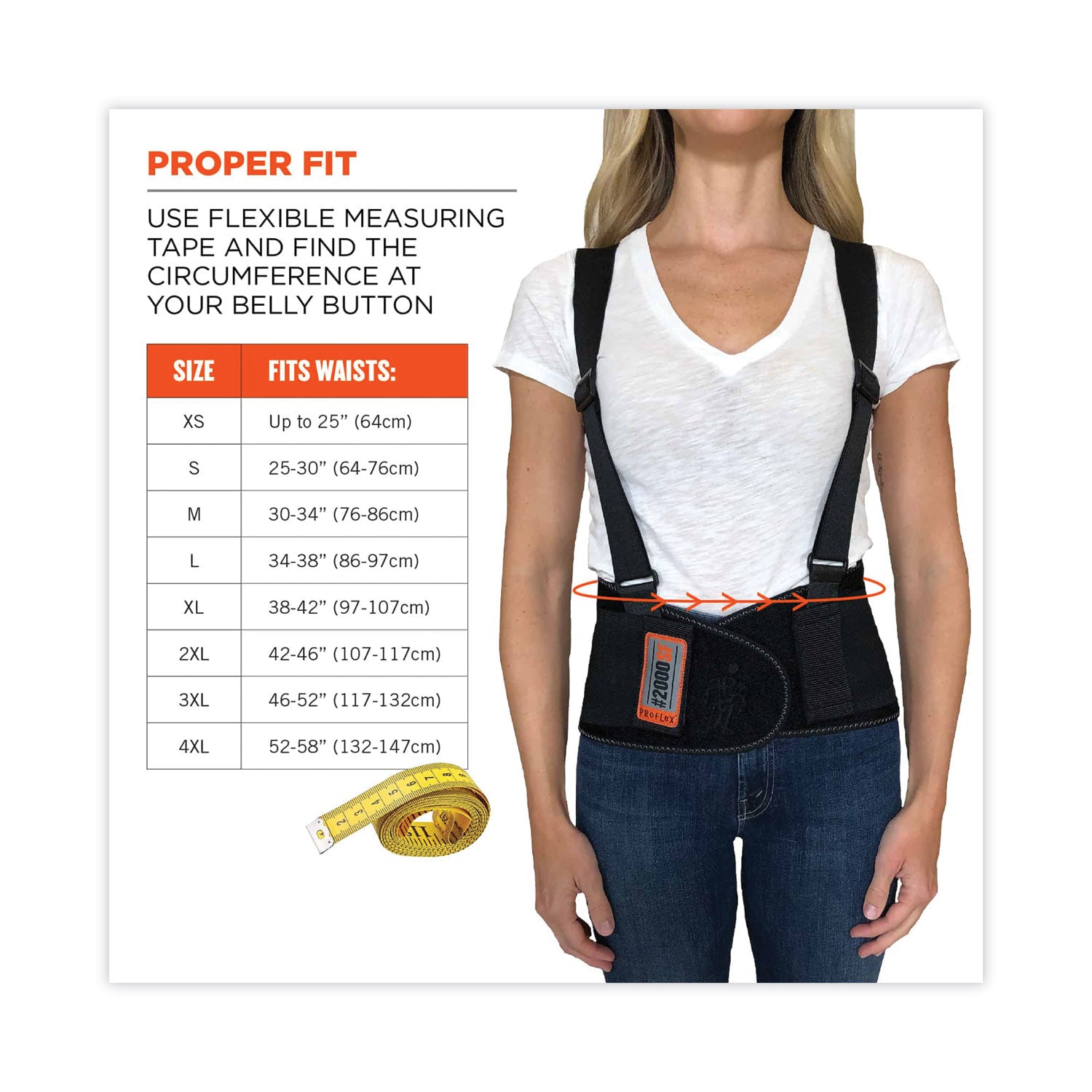 ProFlex 2000SF High-Performance Spandex Back Support Brace, 4X-Large, 52" to 58" Waist, Black, Ships in 1-3 Business Days