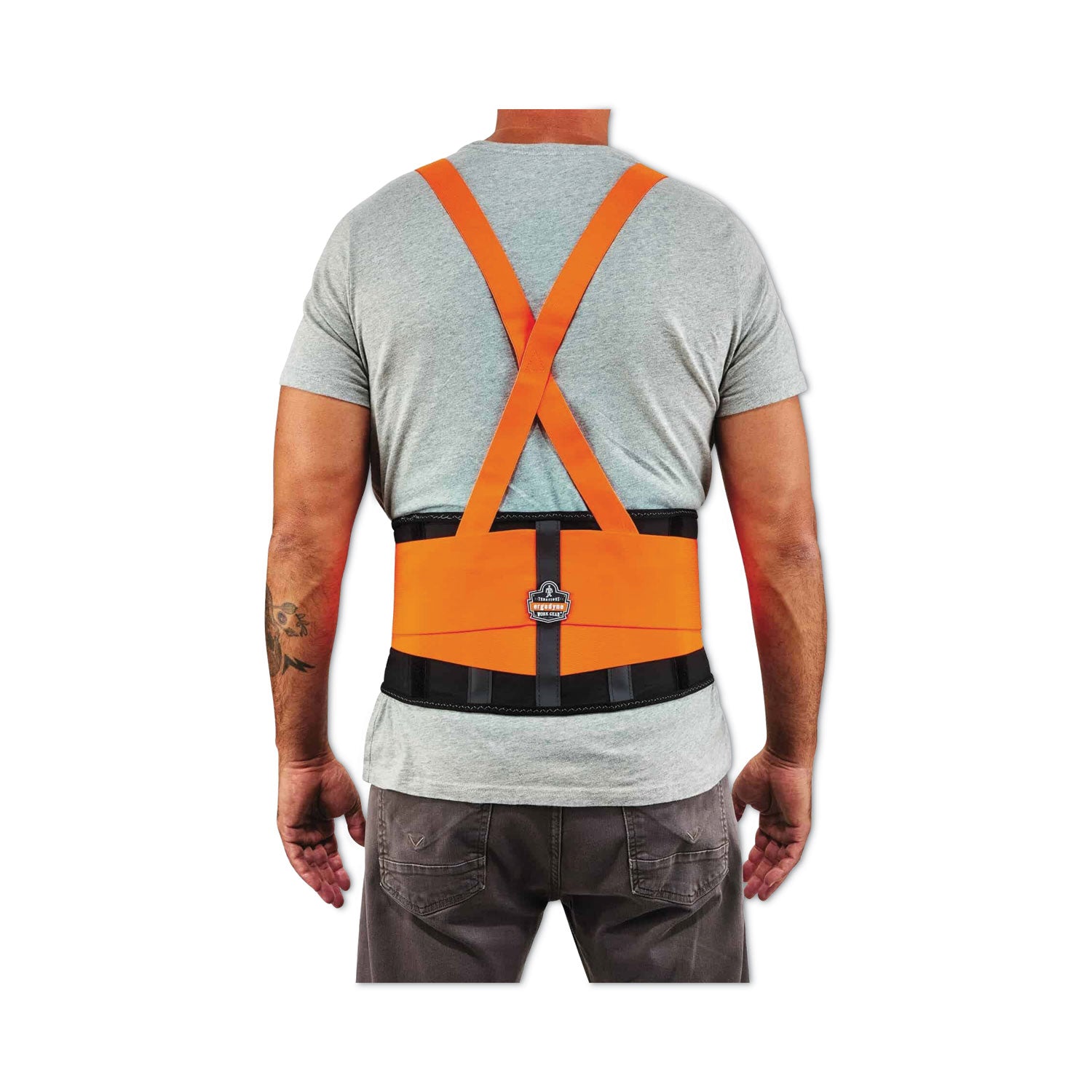 ProFlex 100HV Economy Hi-Vis Spandex Back Support Brace, Small, 25" to 30" Waist, Black/Orange, Ships in 1-3 Business Days