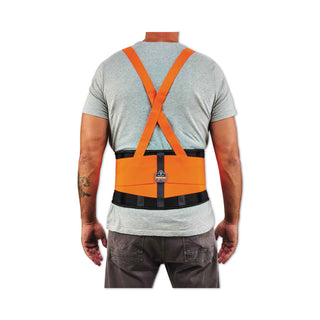 ProFlex 100HV Economy Hi-Vis Spandex Back Support Brace, Small, 25" to 30" Waist, Black/Orange, Ships in 1-3 Business Days