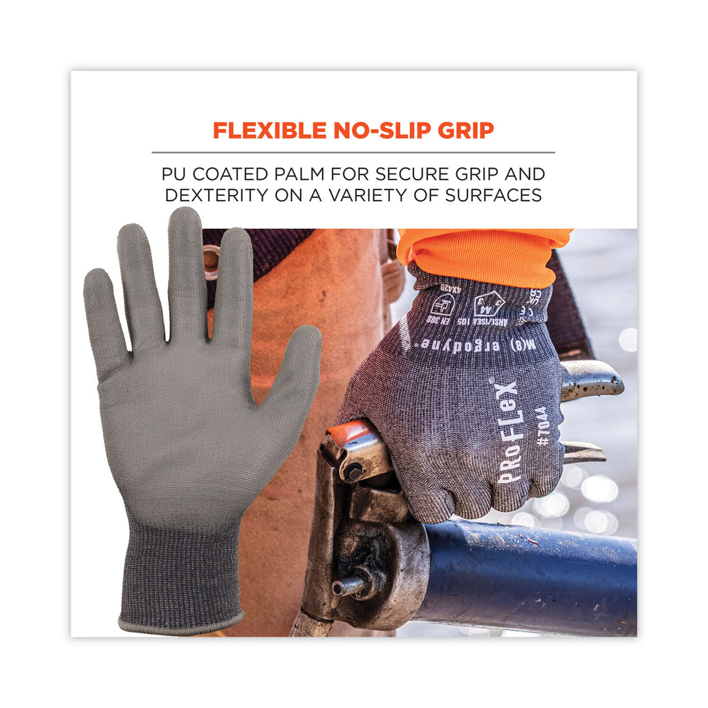 ProFlex 7044 ANSI A4 PU Coated CR Gloves, Gray, Medium, Pair, Ships in 1-3 Business Days