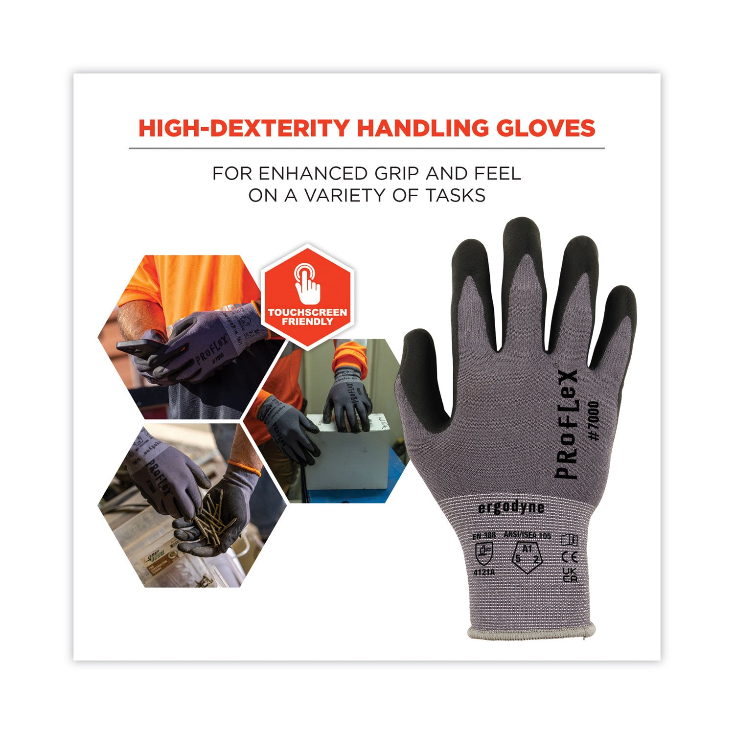 ProFlex 7000 Nitrile-Coated Gloves Microfoam Palm, Gray, Large, Pair, Ships in 1-3 Business Days