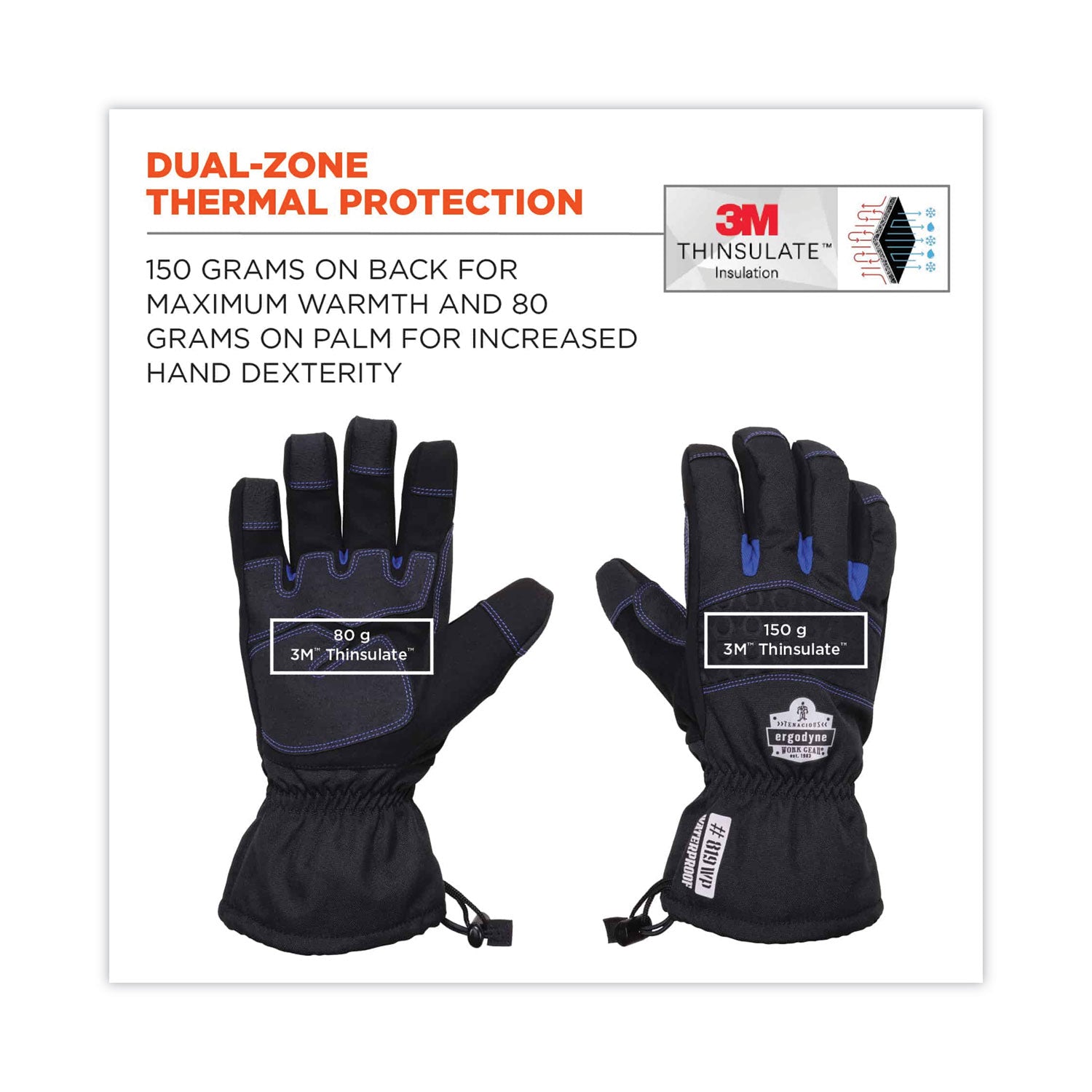 ProFlex 819WP Extreme Thermal WP Gloves, Black, Medium, Pair, Ships in 1-3 Business Days