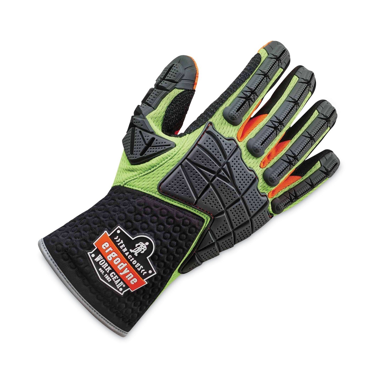 ProFlex 925F(x) Standard Dorsal Impact-Reducing Gloves, Black/Lime, 2X-Large, Pair, Ships in 1-3 Business Days