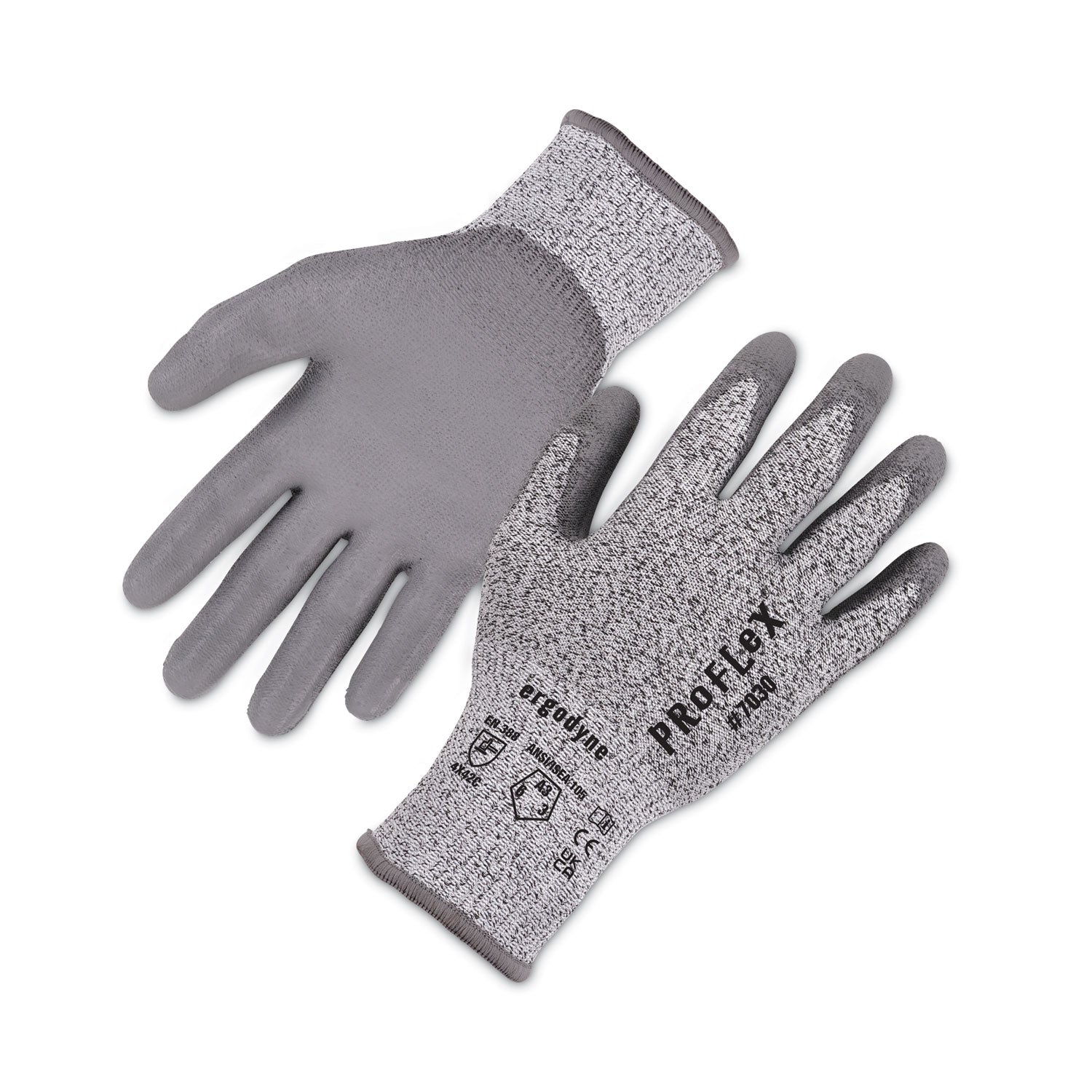 ProFlex 7030 ANSI A3 PU Coated CR Gloves, Gray, Small, 12 Pairs/Pack, Ships in 1-3 Business Days