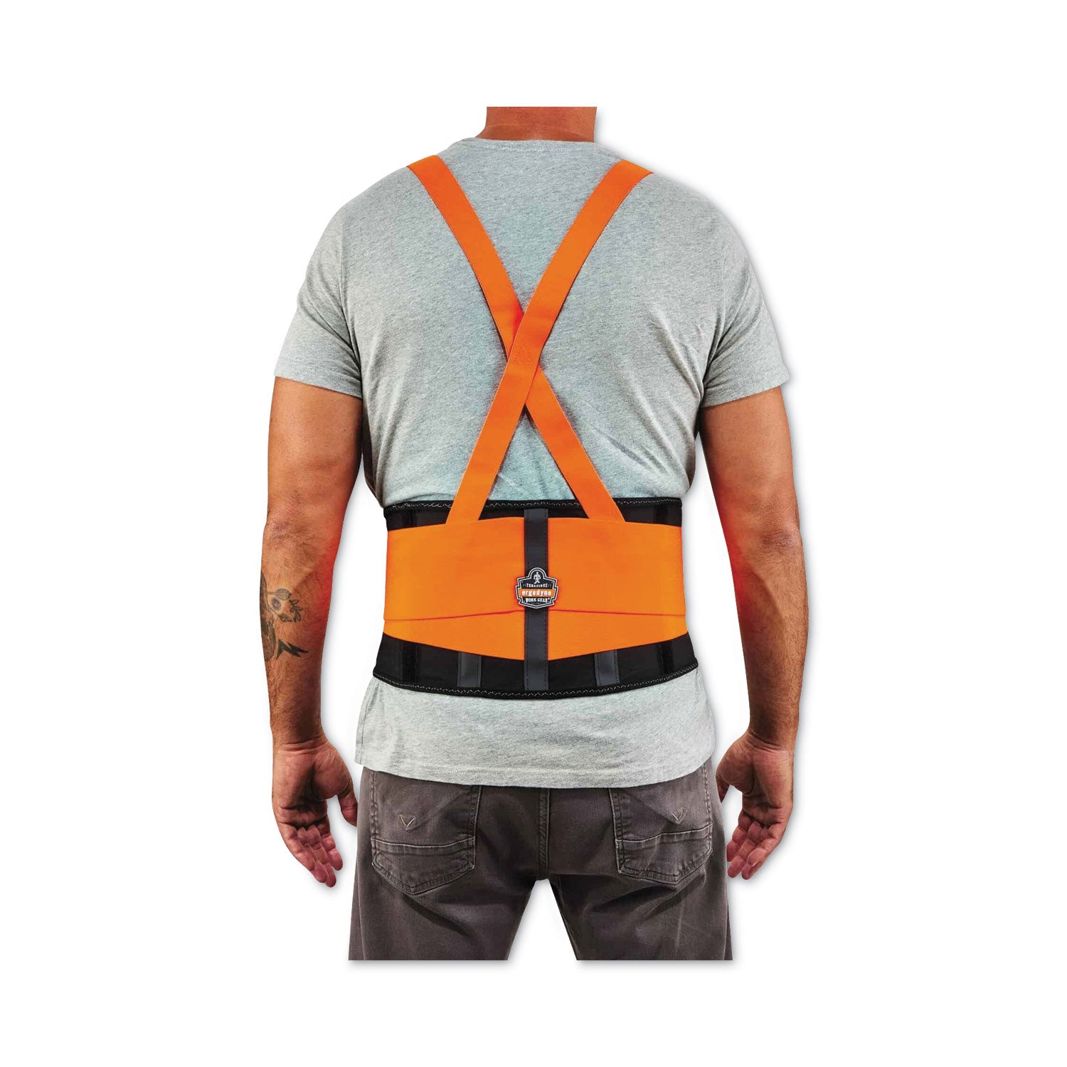ProFlex 100HV Economy Hi-Vis Spandex Back Support Brace, 3X-Large, 46" to 52" Waist, Black/Orange, Ships in 1-3 Business Days
