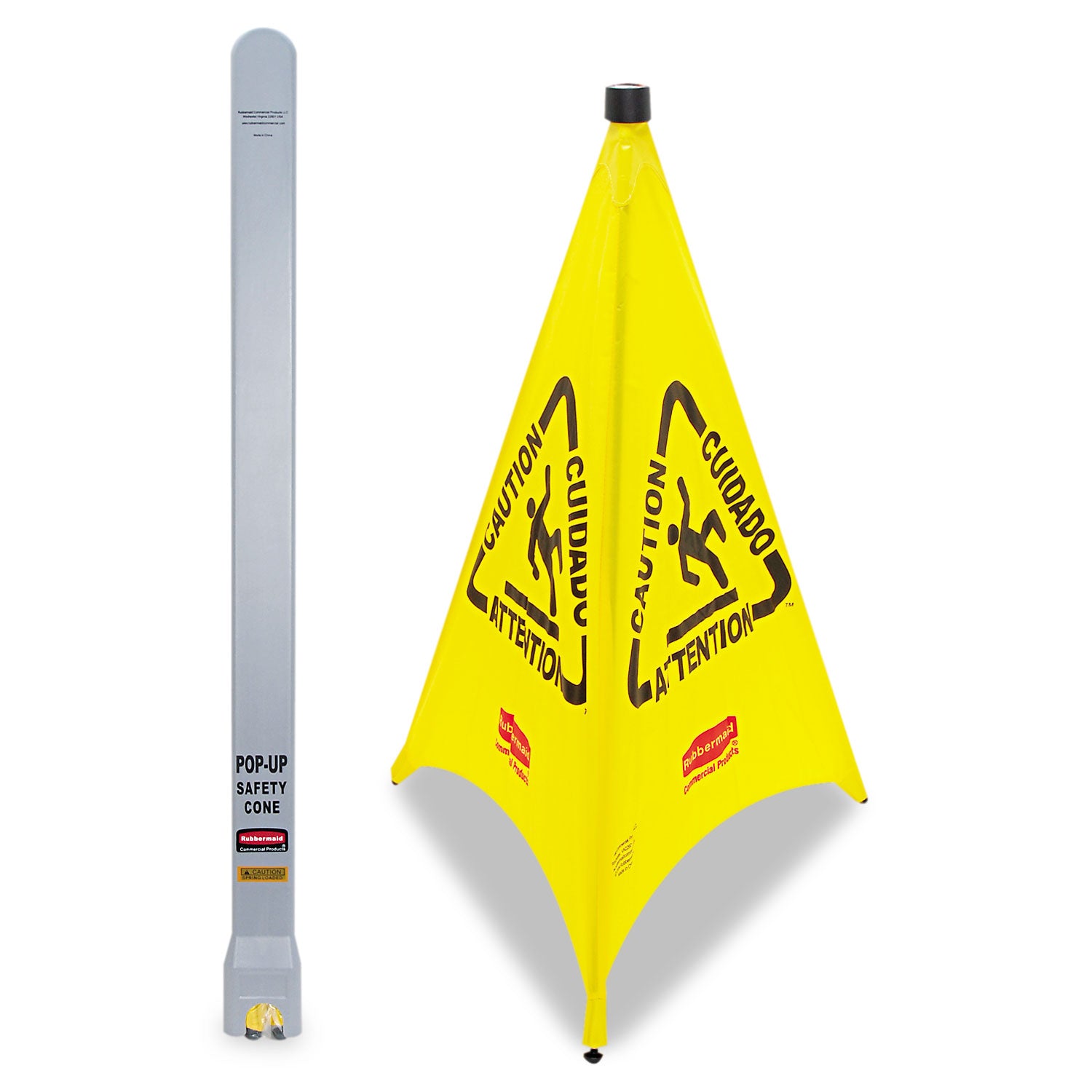 Multilingual Pop-Up Wet Floor Safety Cone, 21 x 21 x 30, Yellow - 