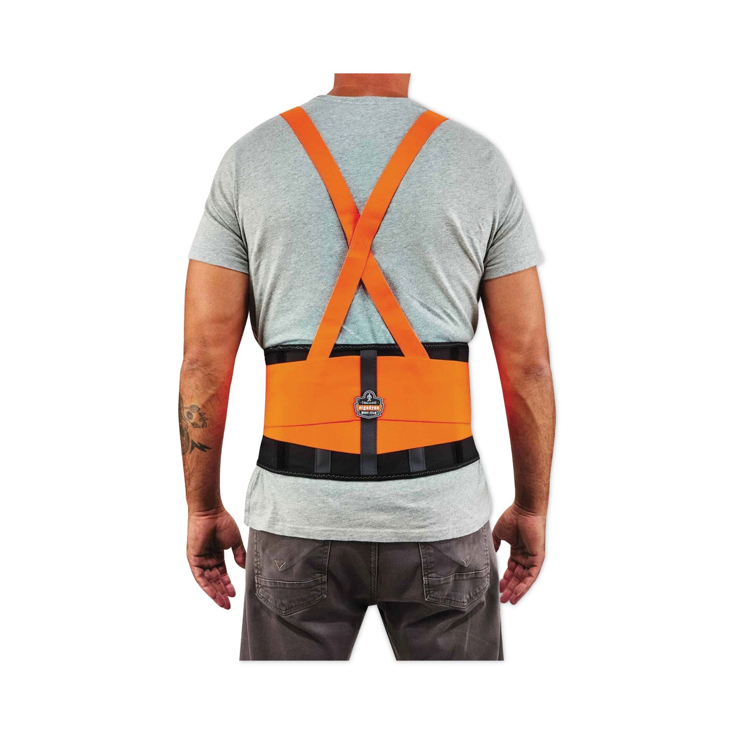 ProFlex 100HV Economy Hi-Vis Spandex Back Support Brace, 4X-Large, 52" to 58" Waist, Black/Orange, Ships in 1-3 Business Days