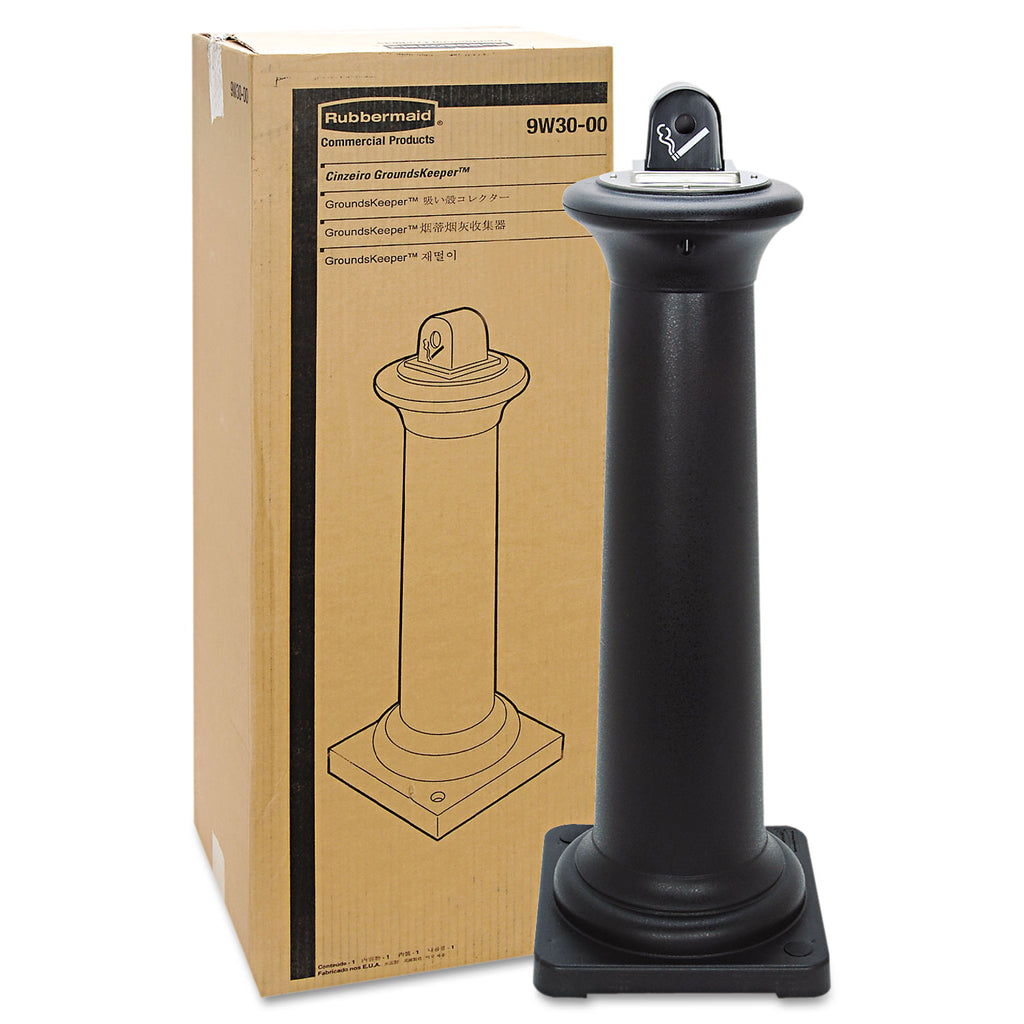 GroundsKeeper Tuscan Receptacle, 22.05 gal, 13 dia x 38.38h, Black