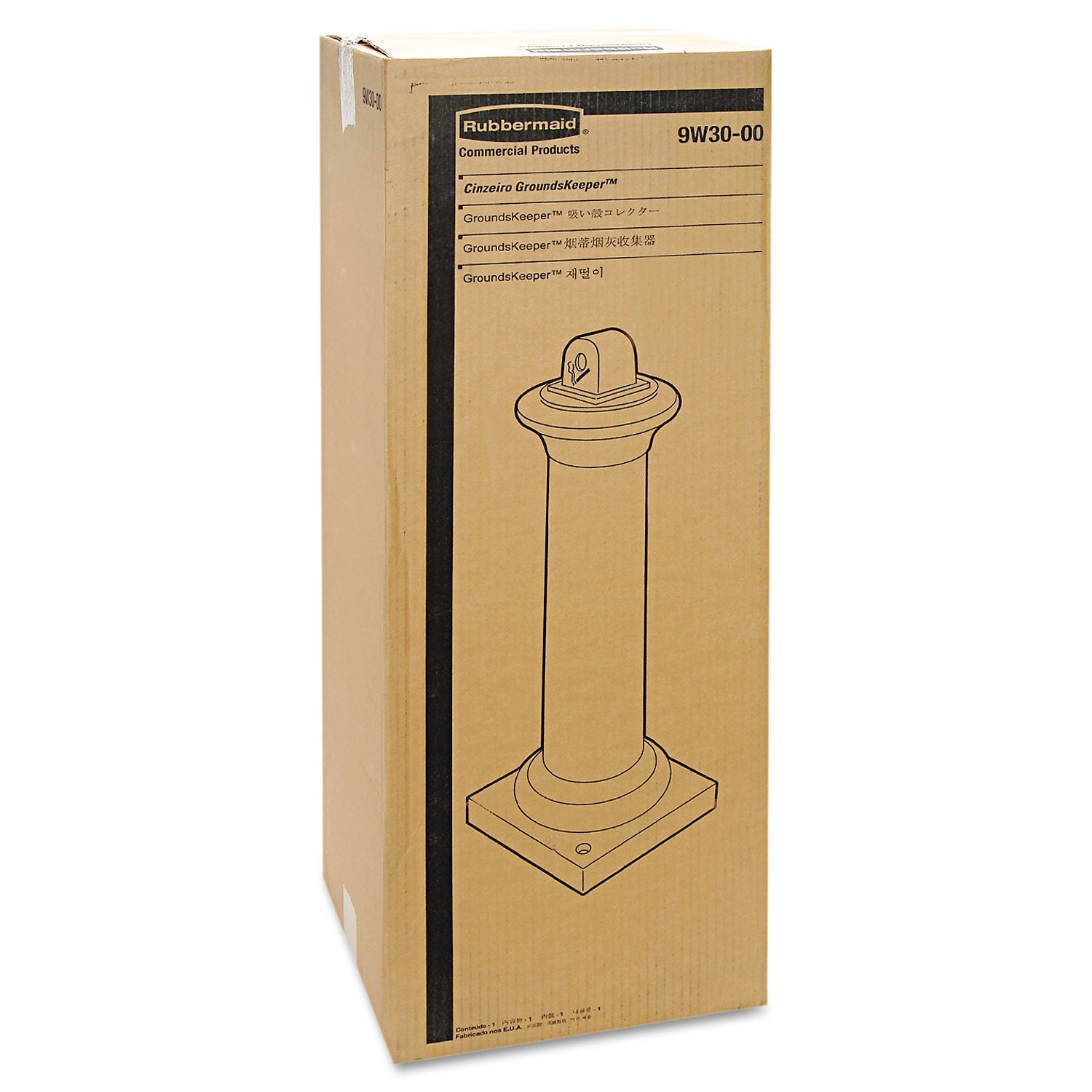 GroundsKeeper Tuscan Receptacle, 22.05 gal, 13 dia x 38.38h, Black
