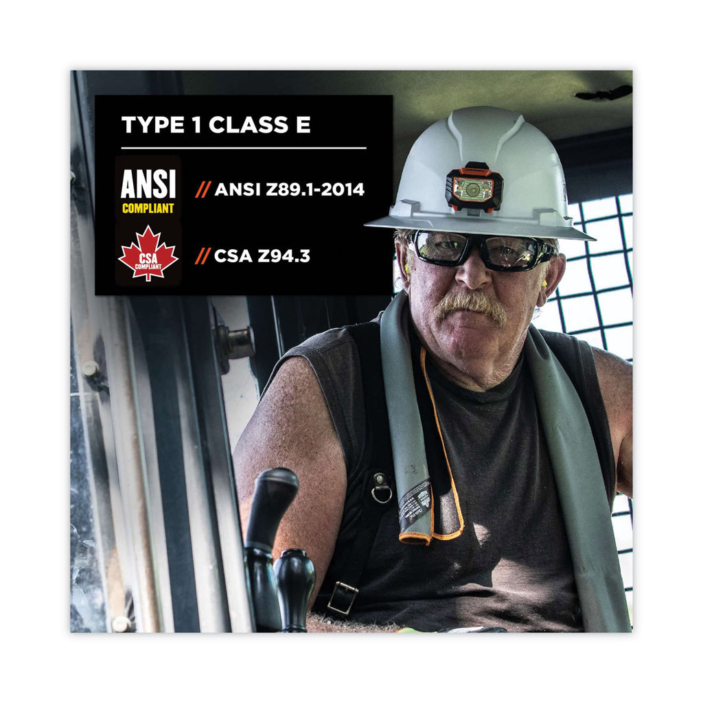 Skullerz 8971LED Class E Hard Hat Full Brim with LED Light, White, Ships in 1-3 Business Days - 3